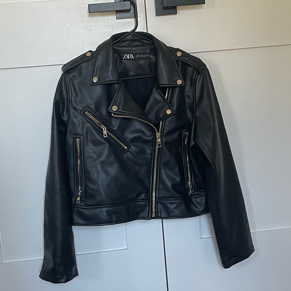 Zara Black Faux Leather Jacket
